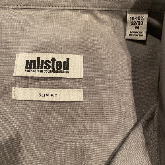 Unlisted a Kenneth Cole Production button down SIZE: 15 - 15 1/2, 32/33 - Picture 2 of 4